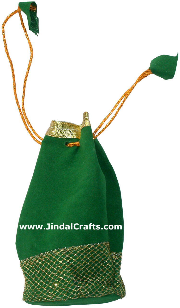 Designer Draw String Velvet Bags Hand Embroidered India