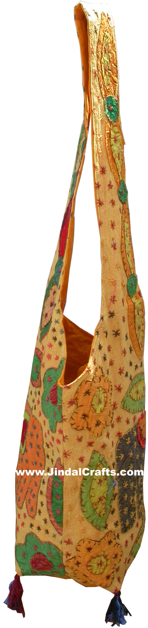Colourful Hand Embroidered Elephant Handbag from India 100 % Cotton Fabric Art