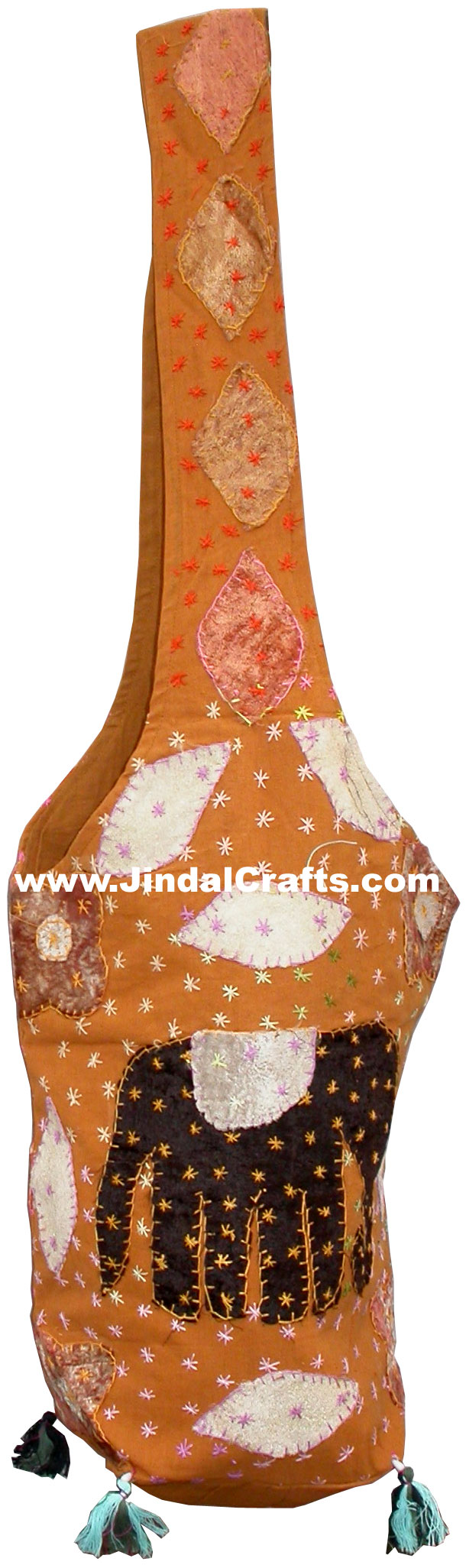 Colourful Hand Embroidered Elephant Handbag from India 100 % Cotton Fabric Art
