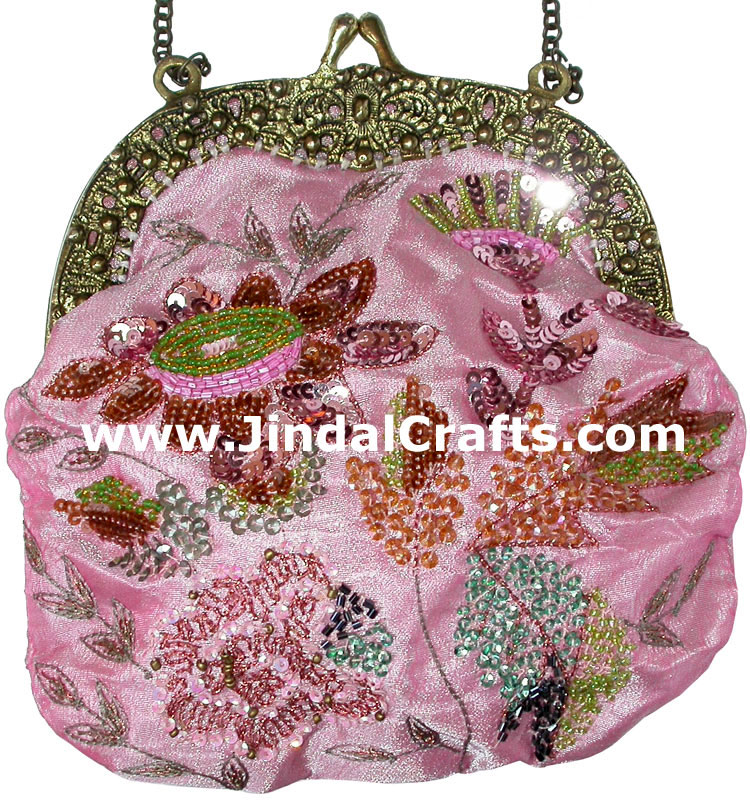 Hand Embroidered Designer Beaded Jari Clutch Bag Purse