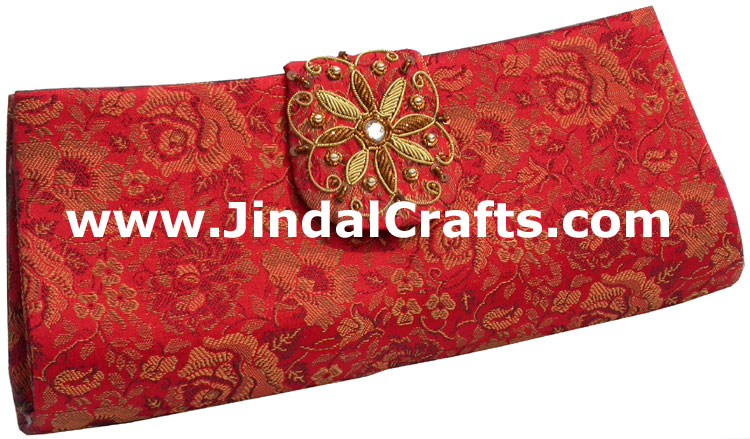 Hand Embroidered Zari Purse India Traditional Designs