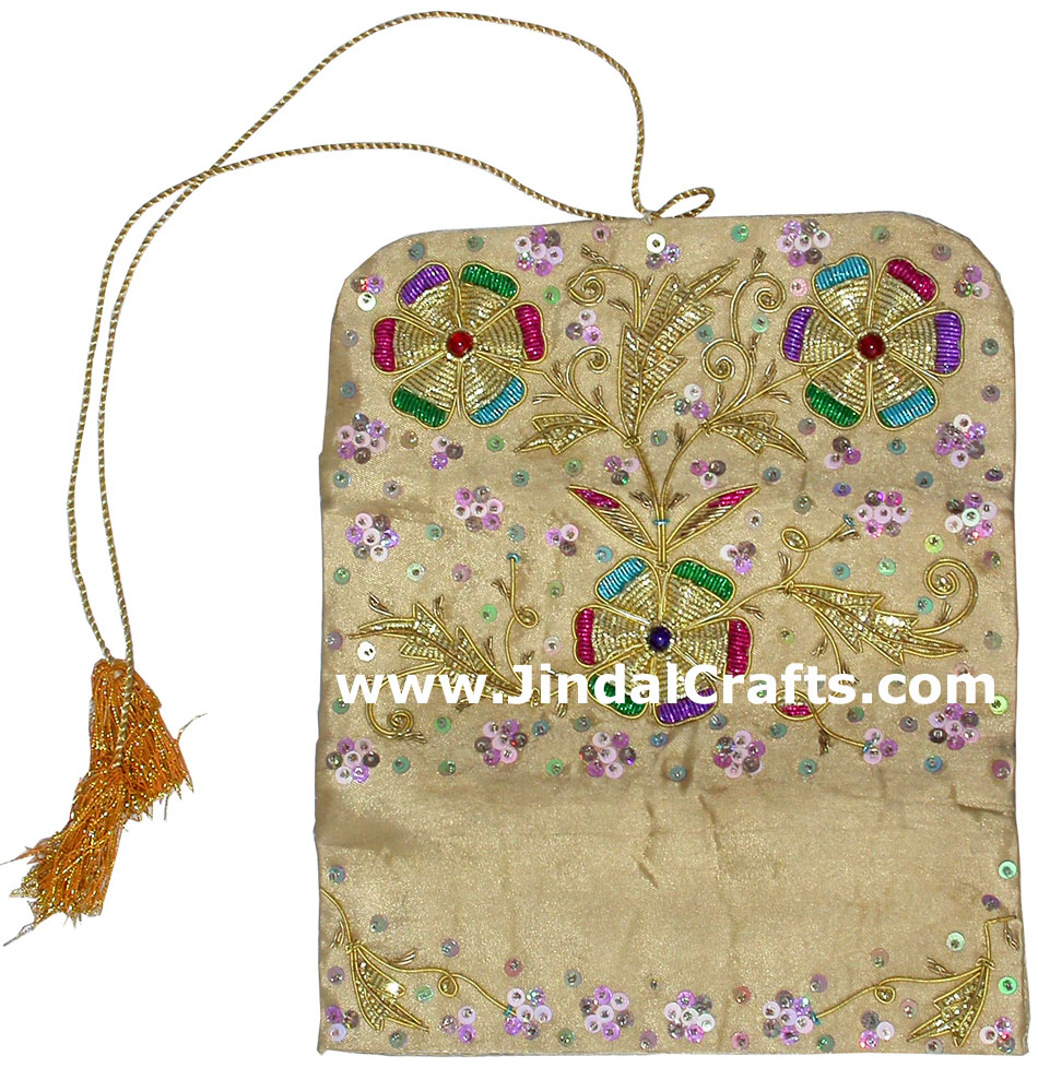Handmade Colourful Traditional Beaded Zari Purse from India