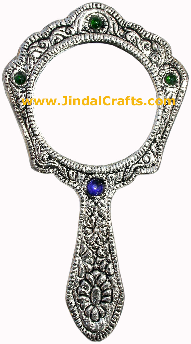 Hand Made Traditional Pocket Make Up Beaded Mirror India Handicrafts Hand Carved
