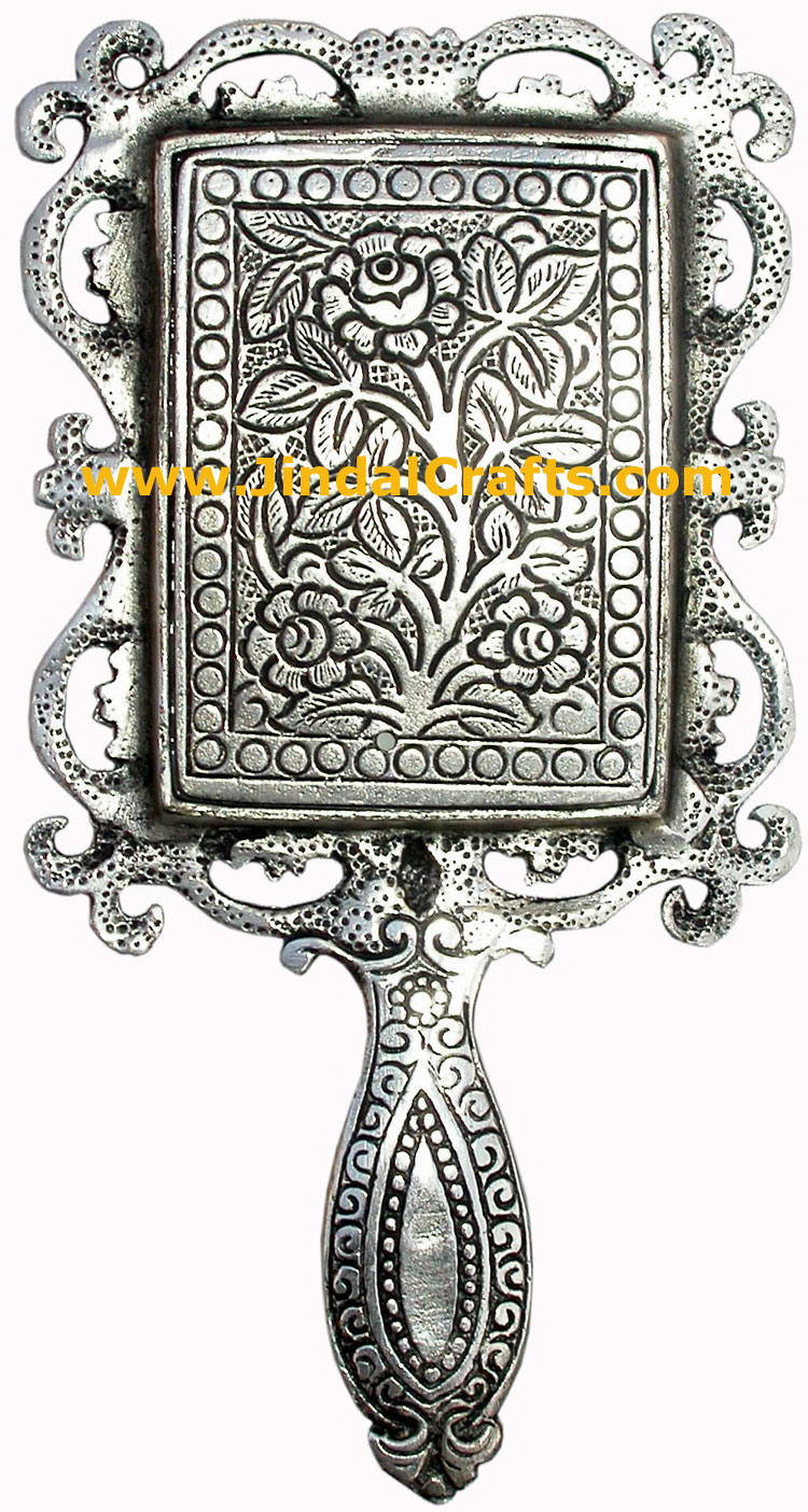 Hand Made Traditional Pocket Make Up Beaded Mirror India Handicrafts Hand Carved