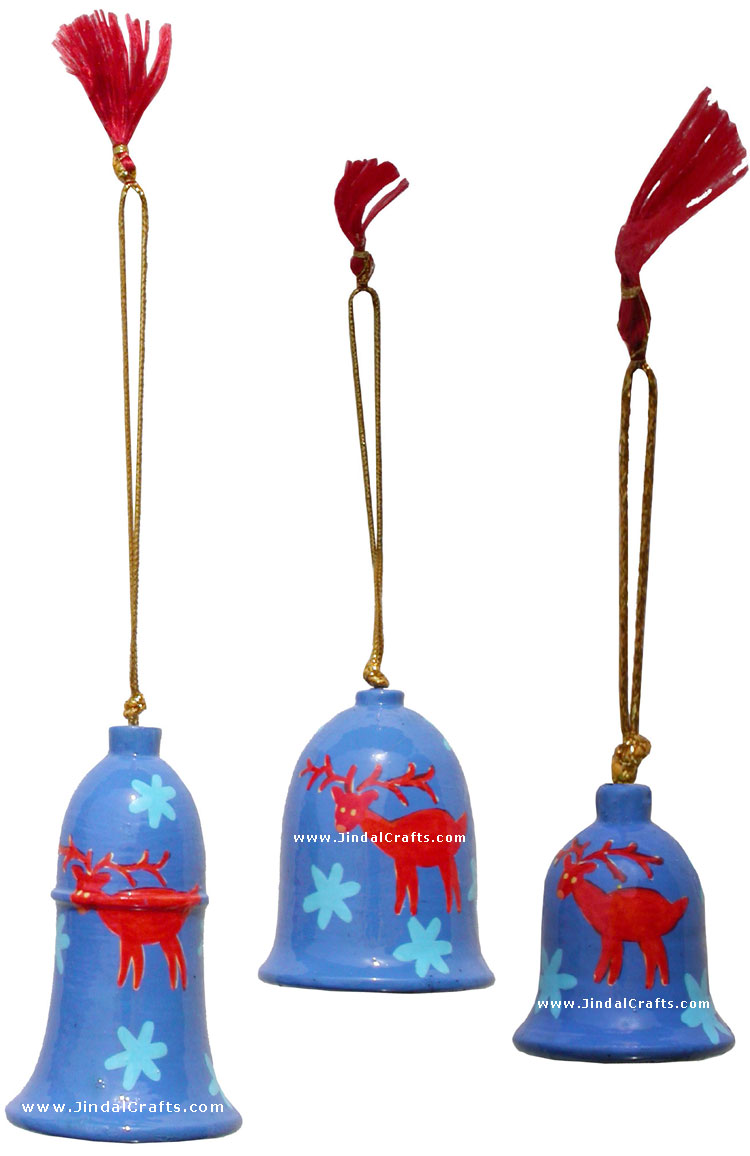 Hand Made, Painted Papier Mache Christmas Ornament Bell
