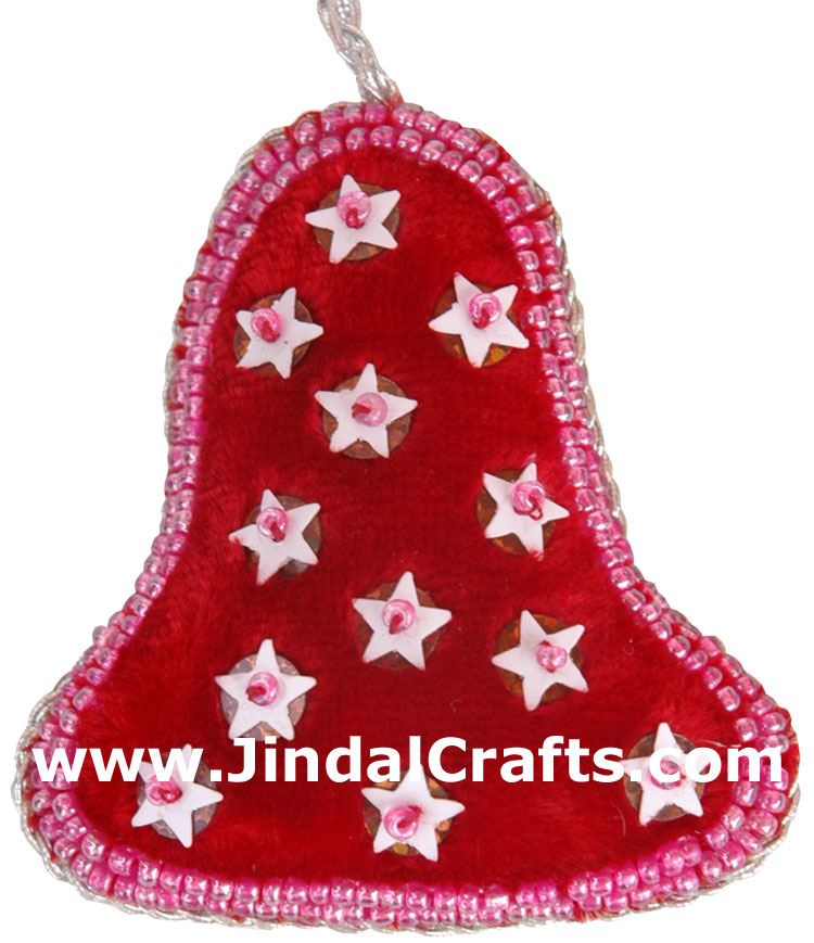 Embroidered Beaded Christmas Ornaments Bell