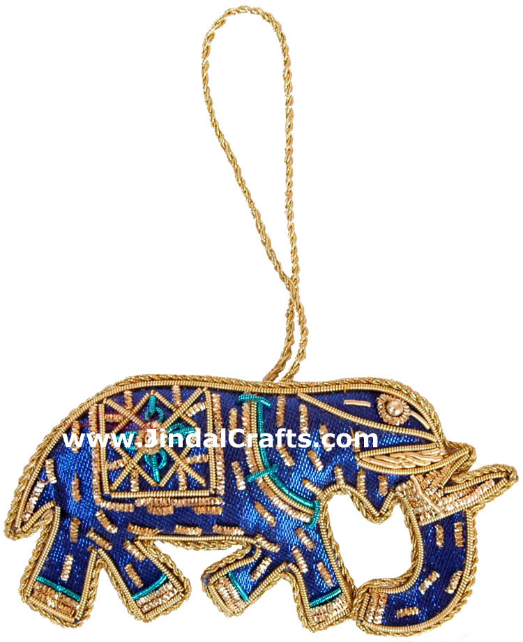 Embroidered Beaded Christmas Ornaments Elephant