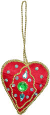 Heart - Hand Embroidered Beaded Christmas Ornaments