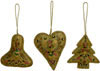 Set of Beaded Ornaments Hand Embroidered Xmas Holidays