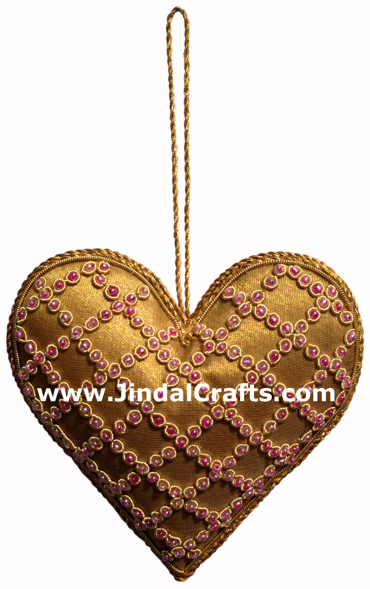 Hand Embroidered Beaded Zari Zardozi Christmas Ornaments Holiday Decoration Art
