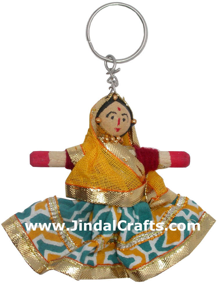 Indian Saree Dolls Handmade Traditional Key Chain Ring Gift Souvenirs Unique Art