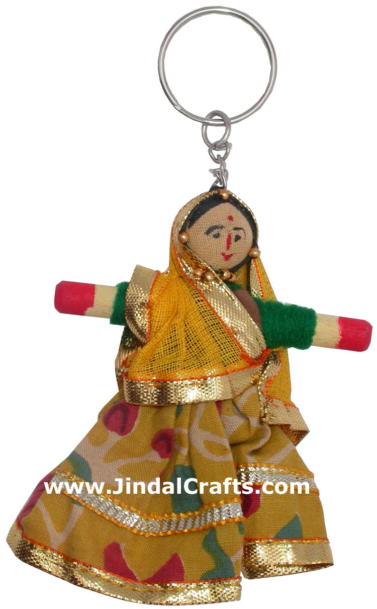 Indian Saree Dolls Handmade Traditional Key Chain Ring Gift Souvenirs Unique Art