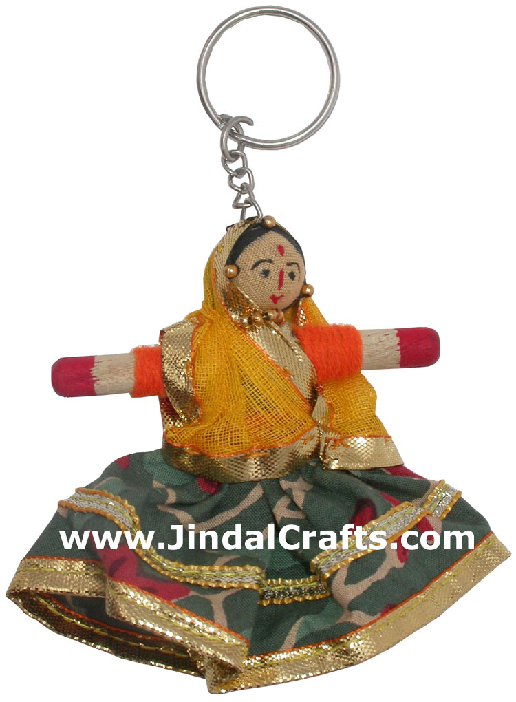 Indian Saree Dolls Handmade Traditional Key Chain Ring Gift Souvenirs Unique Art