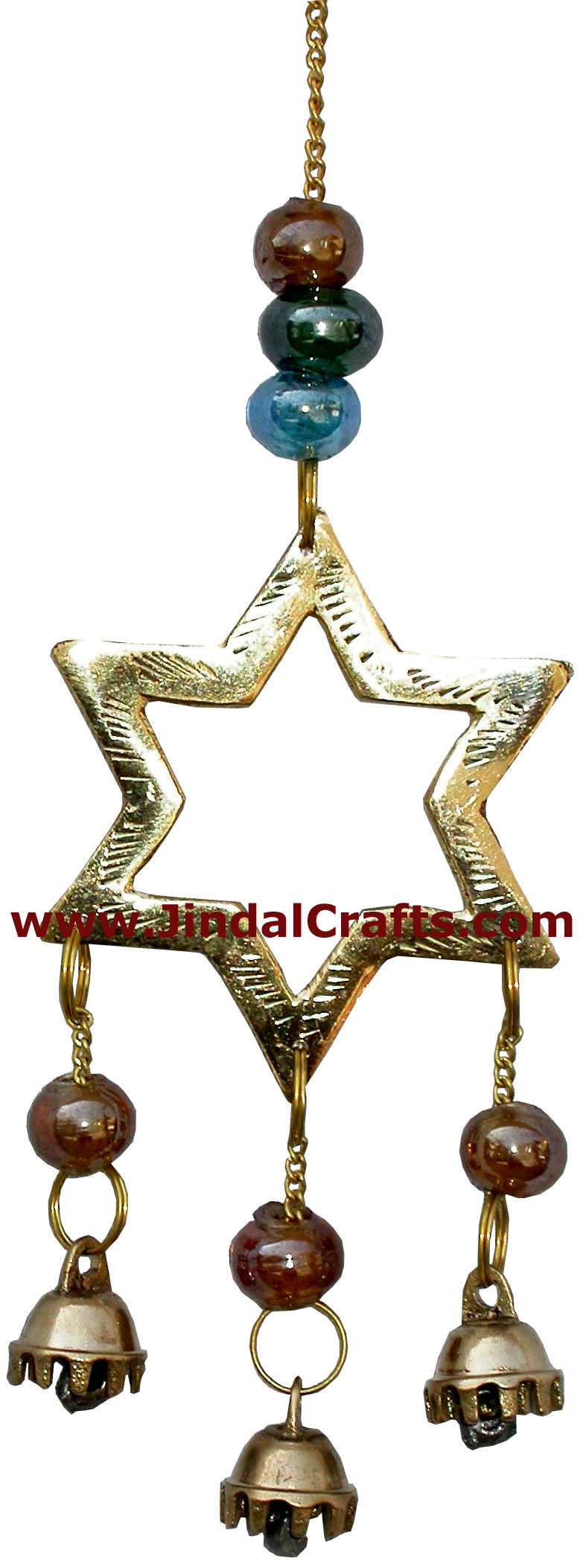 Brass Made Good Luck Home Decor Sun Moon Star Wind Chimes from India Handicrafts