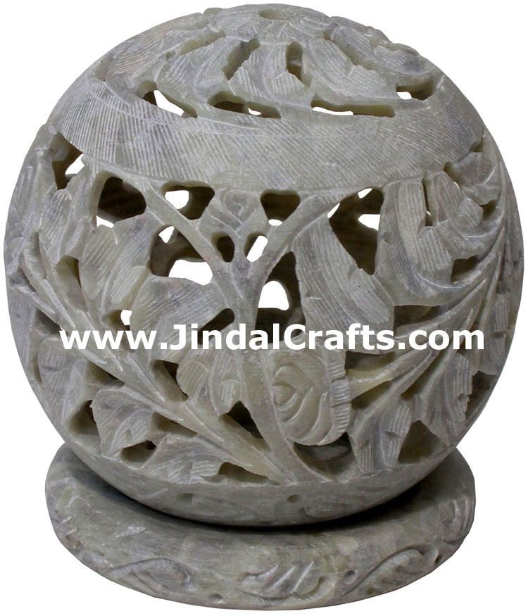 Soapstone Candle Holder Indian Hand Carving Jaali Art