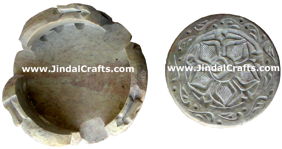 Hand Carved Stone Coaster Set Rich Indian Art Crafts Handicraft Artifact