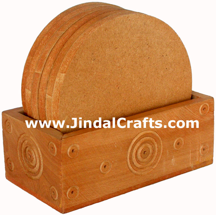 Handmade Gemstone Dust Coasters Set in Wood Frame India