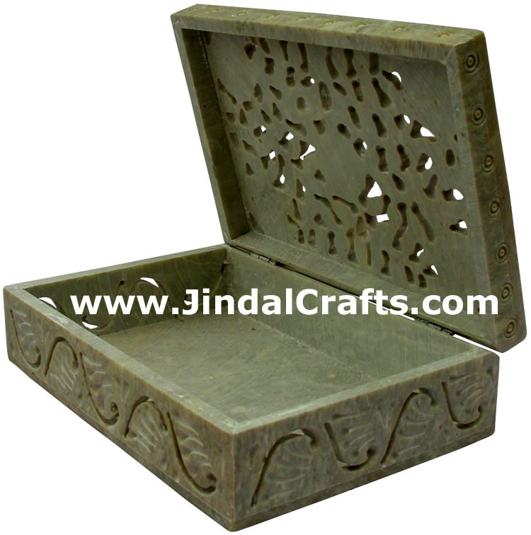 Hand Carved Marble Decorative Box Indian Art