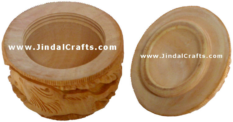 Hand Carved Wooden Small Box having Jungle Carving Art