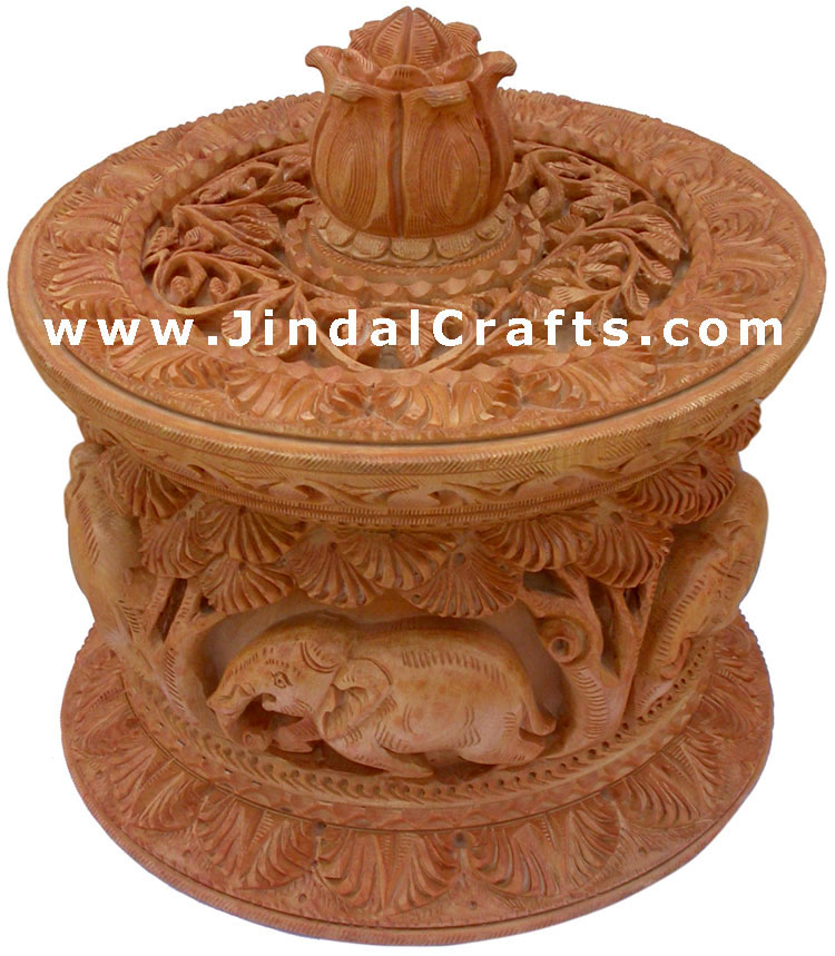 Hand Carved Jewelry / Multi Purpose Box Indian Wood Art
