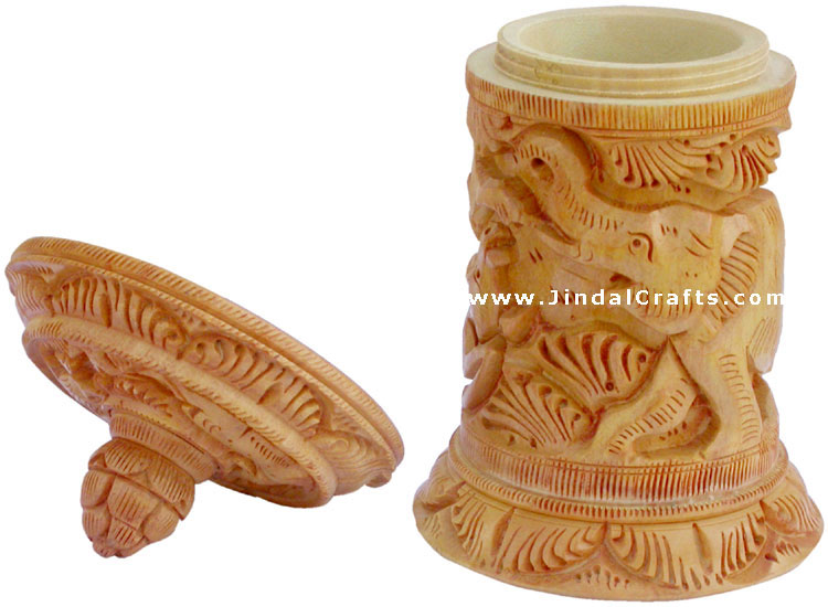 Hand Carved Jewelry / Multi Purpose Box Indian Wood Art