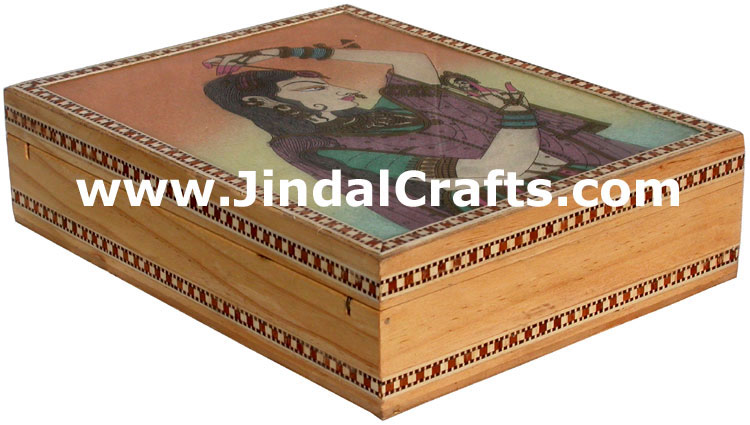 Gemstone Dust Painting Wedding Invitation Box India Art