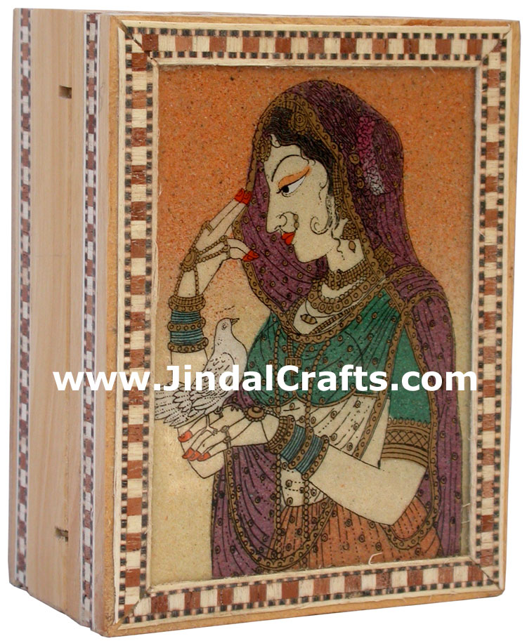 Gemstone Dust Painting Wedding Invitation Box India Art