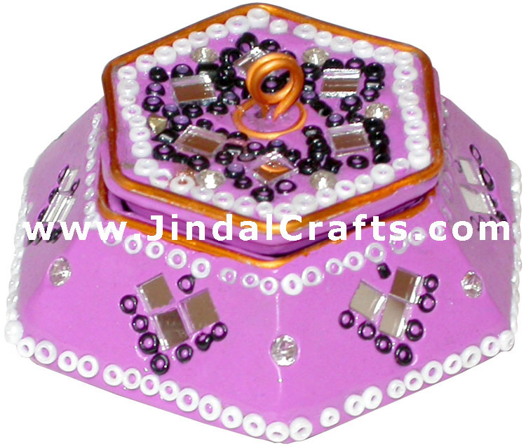 Handmade Lac Multi Purpose Trinket Box Souvenir from India Handicrafts Gifts Art