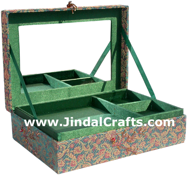 Hand Embroider Beaded Jari Zari Jewelry Box Decor India