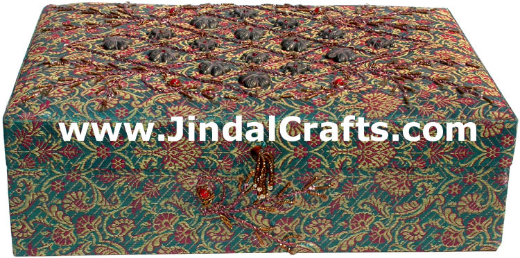 Hand Embroider Beaded Jari Zari Jewelry Box Decor India