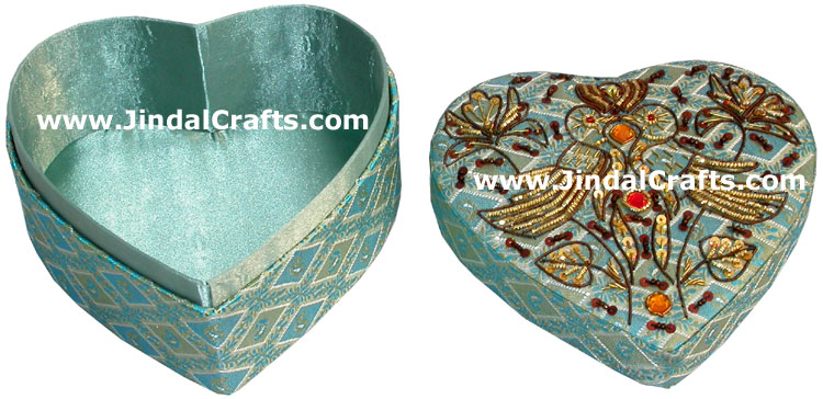 Hand Embroider Beaded Jari Zari Jewellery Box India Art