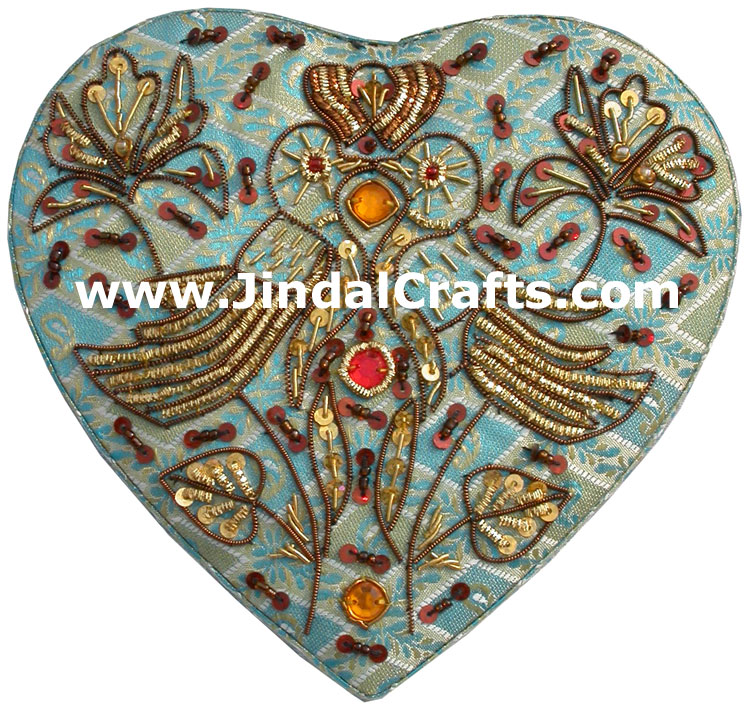 Hand Embroider Beaded Jari Zari Jewellery Box India Art