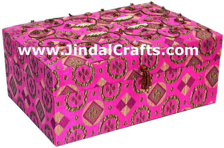 Hand Embroider Beaded Jari Zari Jewellery Box India Art