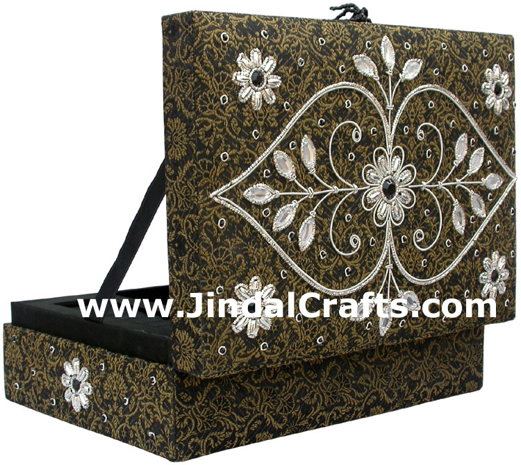 Hand Embroidered Designer Jewelry Box Handicraft India