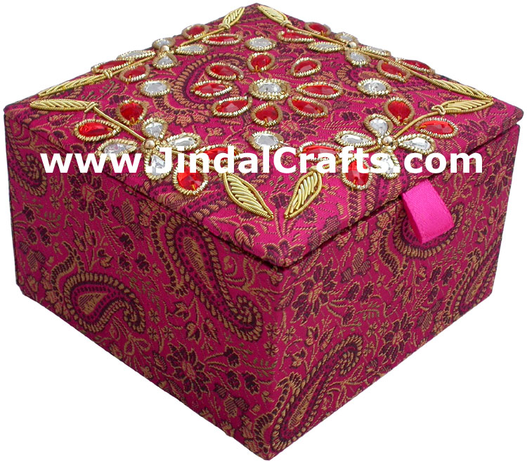 Beaded Box Wedding Gift Hand Embroidered India Crafts
