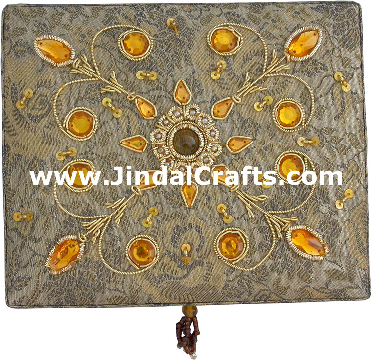 Wedding Invitation Box Jari Hand Embroidered Handicraft