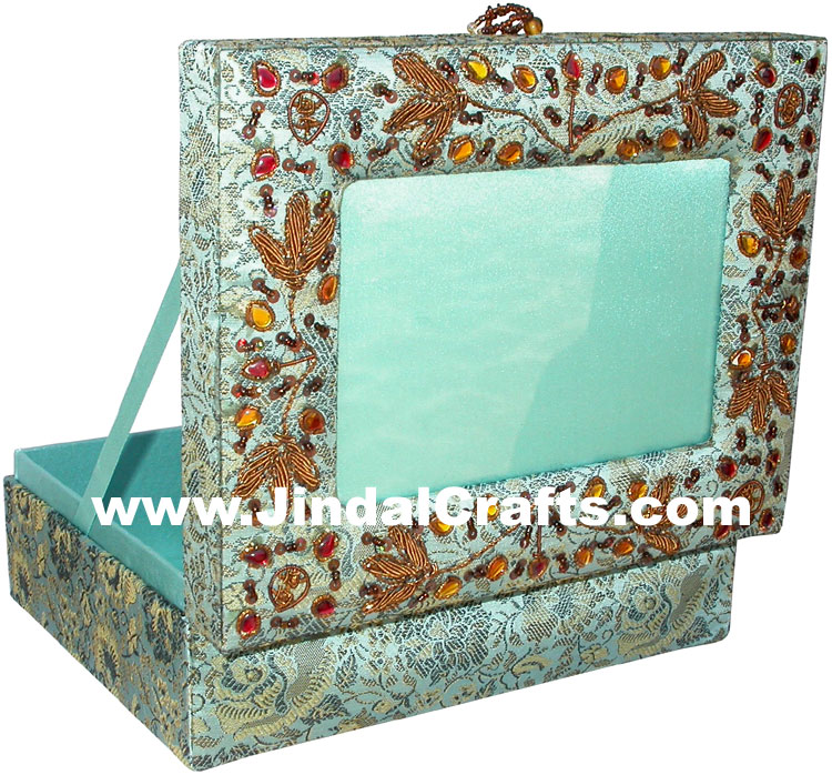 Colourful Hand Embroidered Designer Jewellery Box Photo Frame Indian Handicrafts