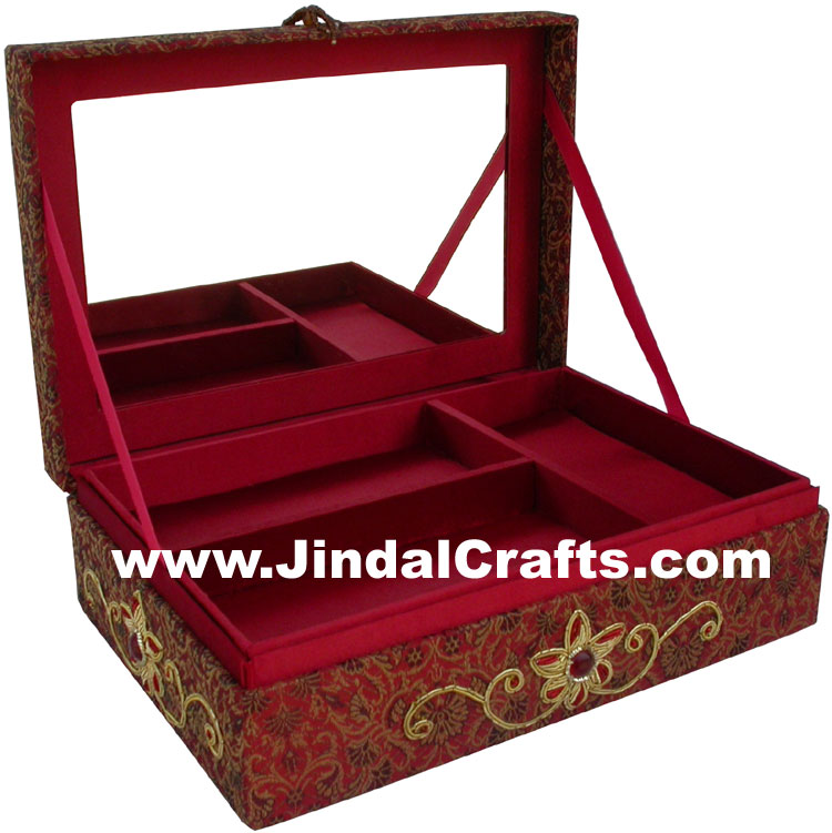 Colourful Hand Embroidered Designer Premium Jewellery Box Indian Handicrafts Art