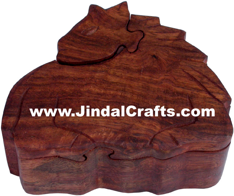 Handmade Wooden Puzzle Box Indian Handicrafts Arts Crafts Gift Souvenirs Horse