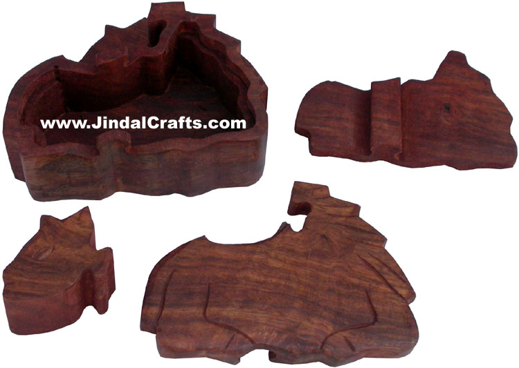 Handmade Wooden Puzzle Box Indian Handicrafts Arts Crafts Gift Souvenirs Horse