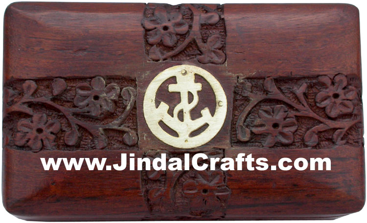 Handmade Wooden Brass Inlay Box Indian Handicrafts Arts Crafts Gift Souvenirs