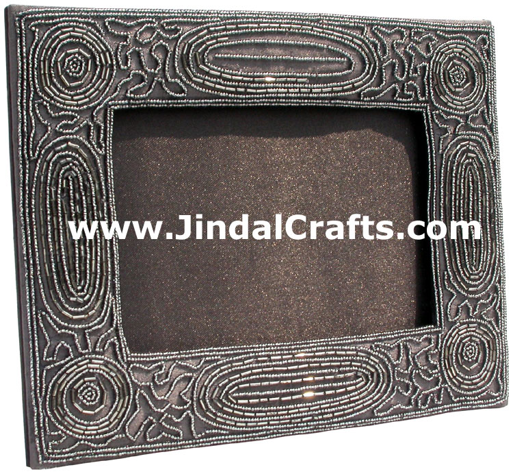 Hand Embroidered Beaded Photo Picture Frame India Art Indian Art Home Decor Gift