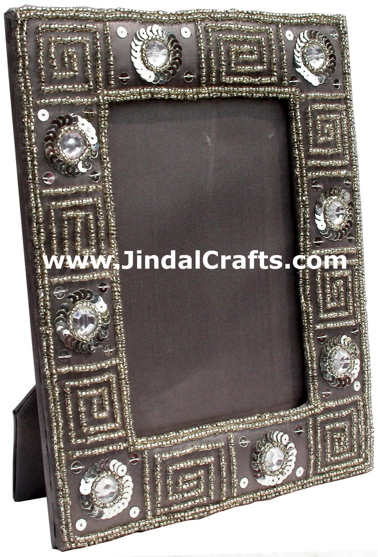 Hand Embroidered Beaded Picture Frame India Designer Photo Frame Arts Souvenirs