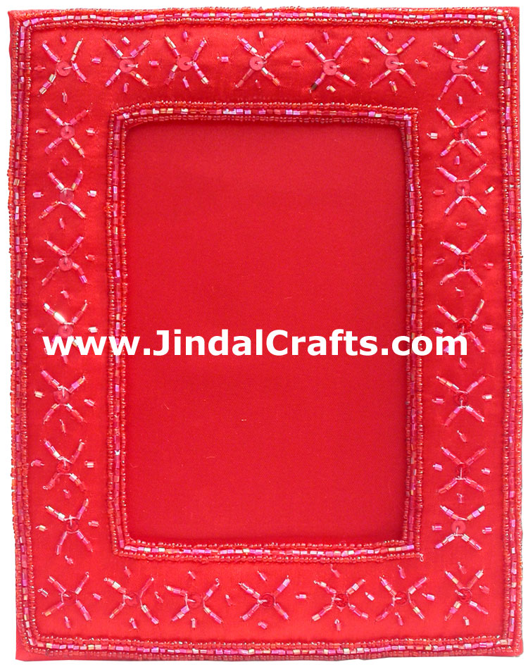 Hand Embroidered Photo Picture Frame India Art Collectible Gift Handicrafts