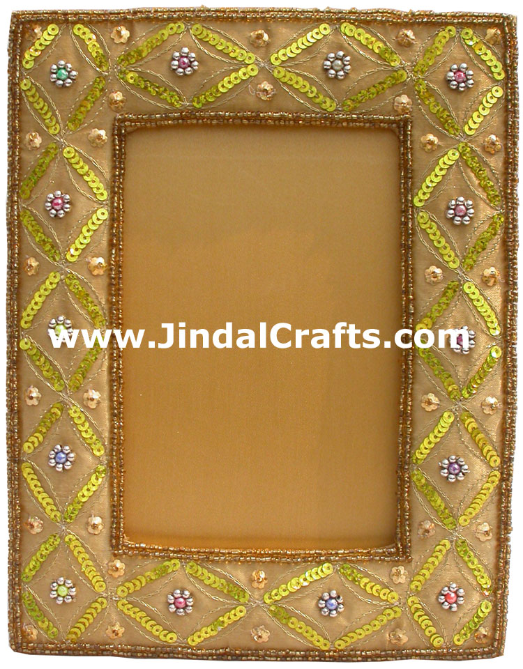 Hand Embroidered Beaded Photo Picture Frame India Arts