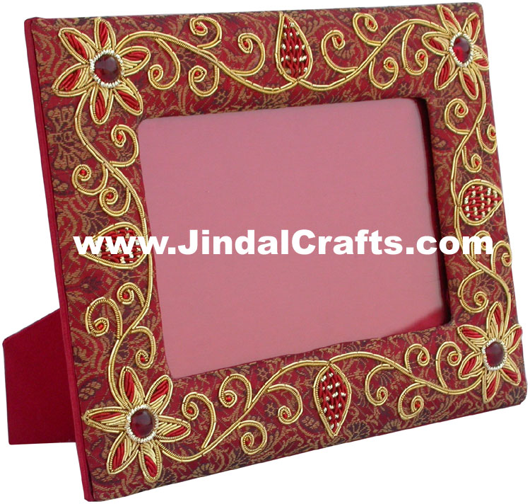 Hand Embroidered Photo Frame Indian Handicrafts Arts Crafts Gift Souvenirs Jari