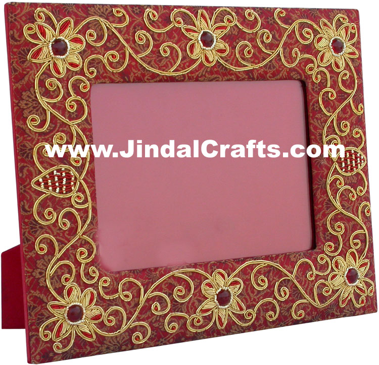 Hand Embroidered Photo Frame Indian Handicrafts Arts Crafts Gift Souvenir Beaded