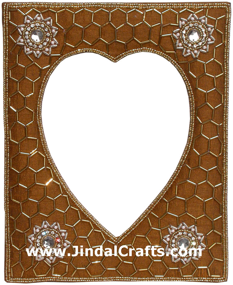Hand Embroidered Beaded Zari Zardozi Photo Frame Rich Indian Traditional Crafts
