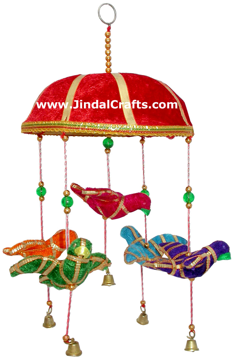 Handmade Traditional Five Birds Hanging India Folk Art