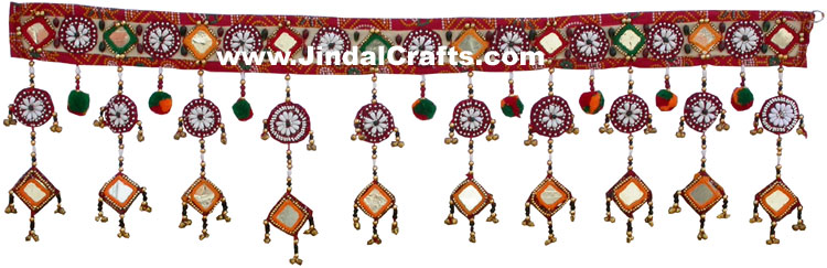Colourful Handmade Mirrors Hanging Toran Home Decor Traditional Handicraft India
